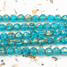 Load image into Gallery viewer, Sky Blue with Gold Splatter Melon Czech Bead Strand - Tucson Find
