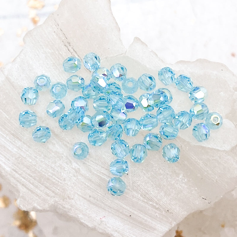 3mm Light Turquoise AB Premium Crystal Bead Set - 48 Pcs