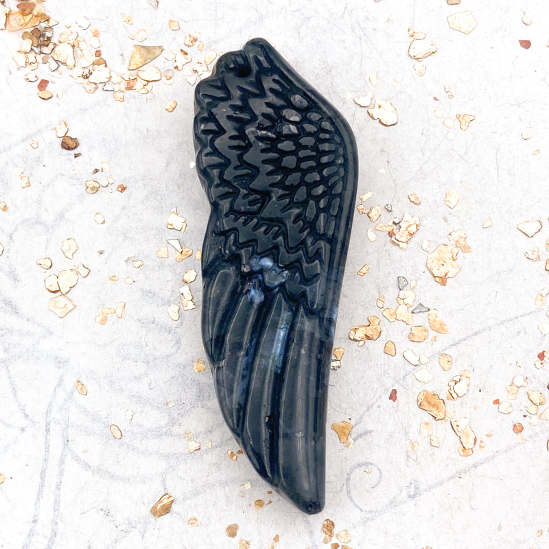 Read Description First! - Natural Gemstone Carved Wing Pendant Roulette
