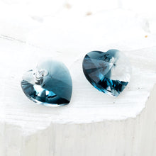 Load image into Gallery viewer, 10.3x10mm Montana Blend Premium Crystal Heart Charm Pair
