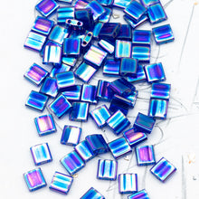 Load image into Gallery viewer, Transparent Cobalt AB Tila Beads
