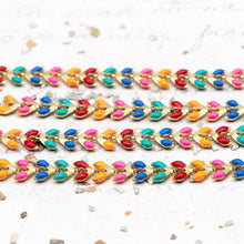 Load image into Gallery viewer, 7mm Multicolor Enamel Gold Plated Brass Chevron Chain - 1 Foot
