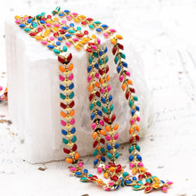 Load image into Gallery viewer, 7mm Multicolor Enamel Gold Plated Brass Chevron Chain - 1 Foot
