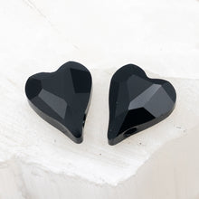 Load image into Gallery viewer, 12mm Jet Black Wild Heart Premium Austrian Crystal Bead Pair -  Doorbuster
