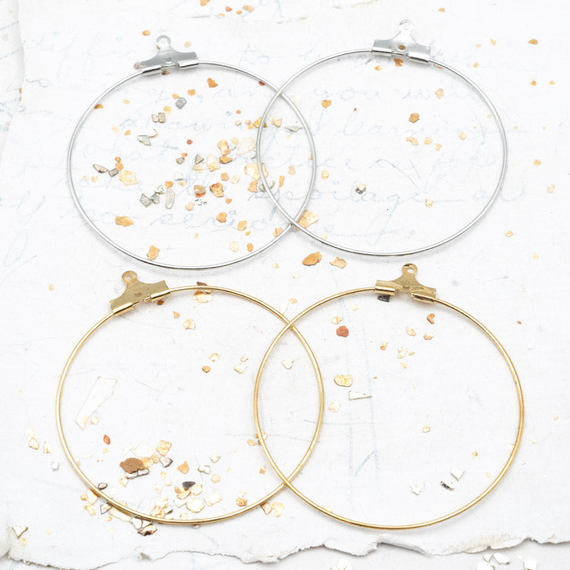 40mm Silver and Gold Beading Hoop Pairs