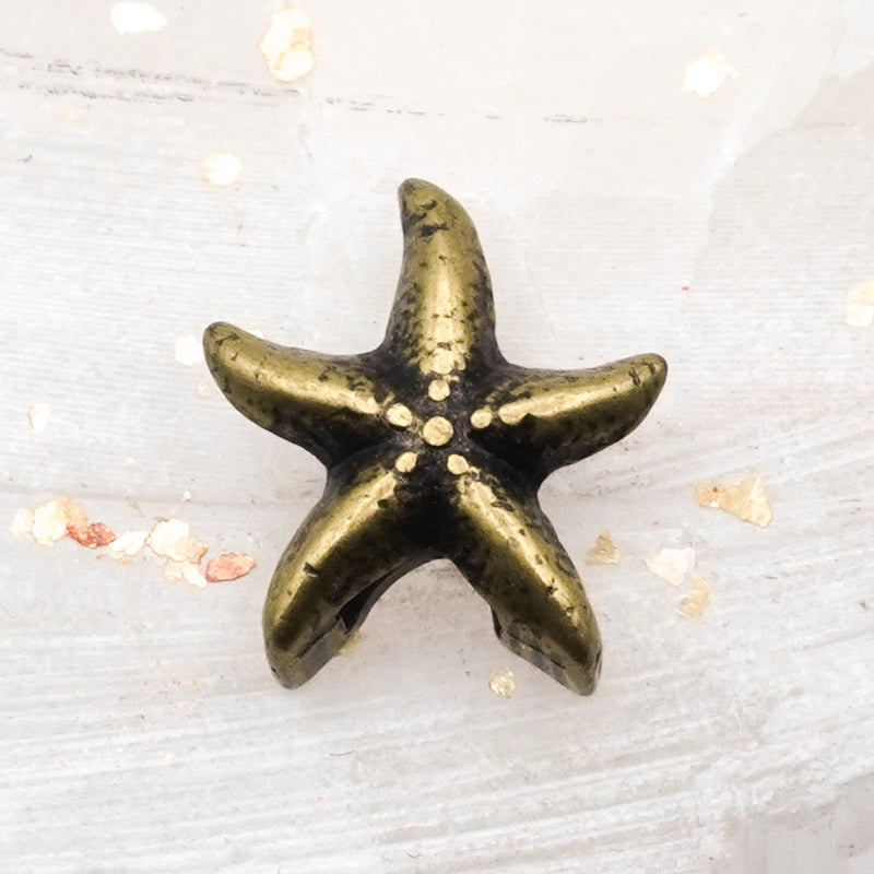 10mm Antique Brass Starfish Slider for Flat Leather