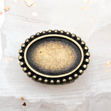 Load image into Gallery viewer, 10mm Antique Brass Flat Dotted Cabochon Slider for Flat Leather
