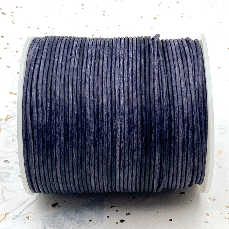 1.5mm Misty Blue-Gray Round Leather Cord