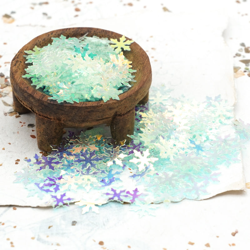 Iridescent Green Snowflake Confetti