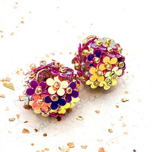 Load image into Gallery viewer, Magenta Beaded Flower Pair
