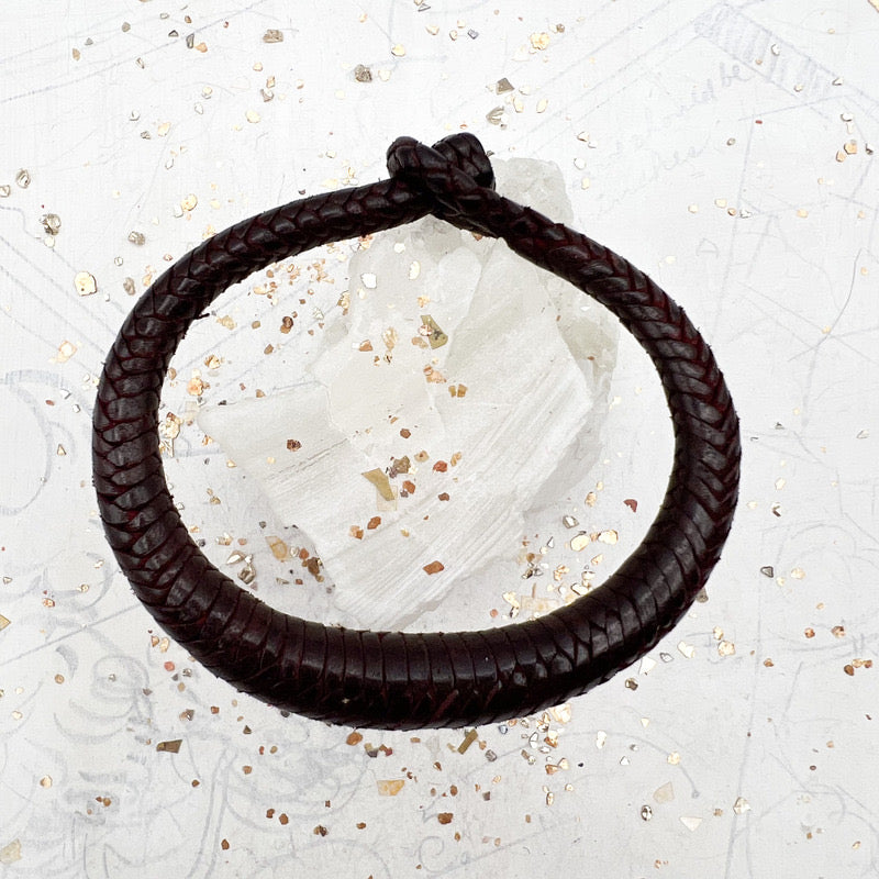 Dark Brown Leather Bracelet with Button Clasp - Tucson Find