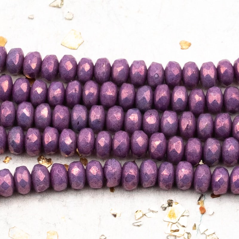 Purple Shimmer Czech Rondelle Bead Strand - Tucson Find