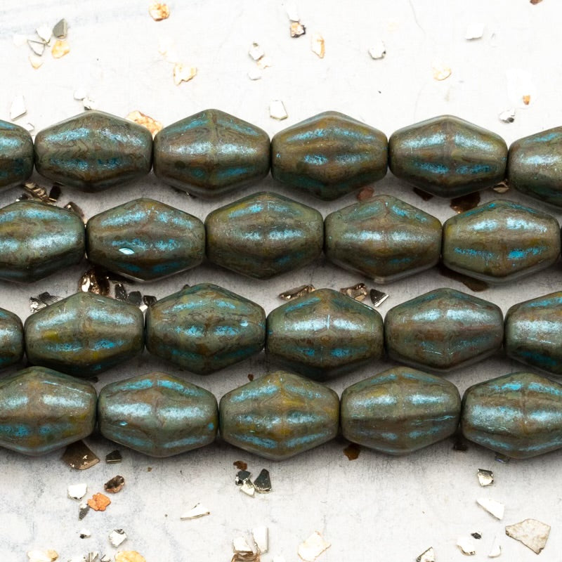 Faceted with a Metallic Blue Wash Czech Bead Strand - Tucson Find