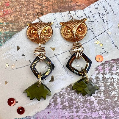 Crystal Owl Tail Earrings