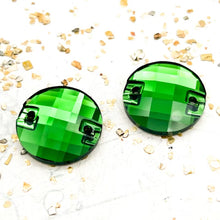 Load image into Gallery viewer, 20mm Dark Moss Green Round Checkerboard Premium Crystal Link Pair
