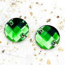 Load image into Gallery viewer, 20mm Dark Moss Green Round Checkerboard Premium Crystal Link Pair
