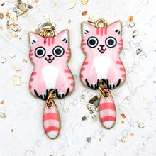 Load image into Gallery viewer, 39x16mm Pretty Pink Cat Charm Pair
