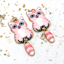 Load image into Gallery viewer, 39x16mm Pretty Pink Cat Charm Pair
