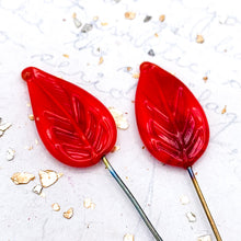 Load image into Gallery viewer, Red Rita Leaf Head Pin Pair