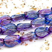 Load image into Gallery viewer, Blue and Purple Tulip Czech Bead Strand - 8 pcs - Tucson Find
