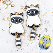 Load image into Gallery viewer, 39x16mm Siamese Cat Charm Pair
