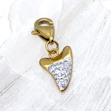 Load image into Gallery viewer, Rhinestone Pave Golden Shark&#39;s Tooth Charm with Lobster Clasp - Paris Find
