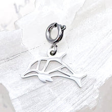 Load image into Gallery viewer, Rhodium Dolphin Charm with Spring Clasp - Paris Find
