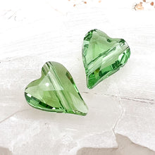 Load image into Gallery viewer, 12mm Peridot Wild Heart Premium Austrian Crystal Bead Pair
