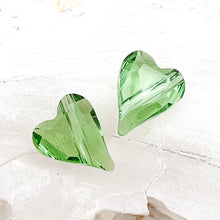 Load image into Gallery viewer, 12mm Peridot Wild Heart Premium Austrian Crystal Bead Pair
