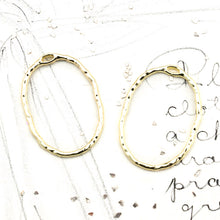 Load image into Gallery viewer, 30mm Gold Plated Oval Textured Hoop Pair

