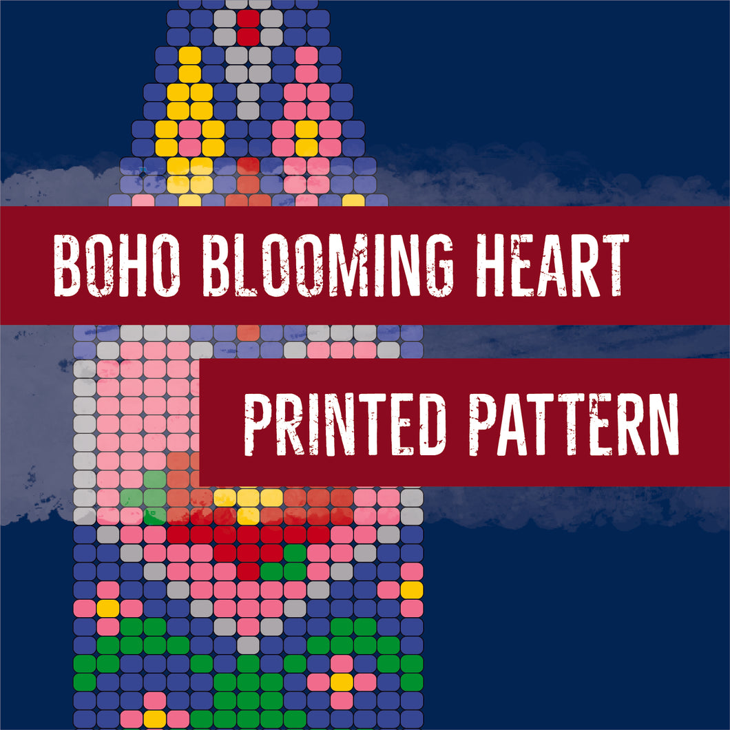 Boho Blooming Heart Brick Stitch Pattern - Printed Copy