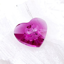 Load image into Gallery viewer, 16x14mm Fuchsia Premium Crystal Heart Button
