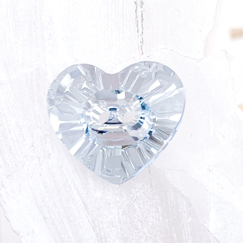 16x14mm Blue Shade Premium Crystal Heart Button