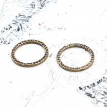 Load image into Gallery viewer, 25mm Brass Ox Large Hammered Hoop Pair
