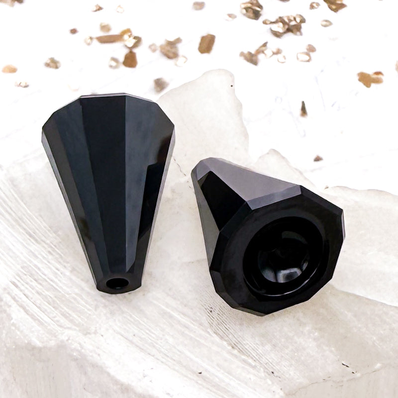 17mm Jet Austrian Crystal Artemis Beads - 2pcs