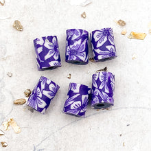 Load image into Gallery viewer, 6 pc Purple Plumeria Polymer Clay Bead Set
