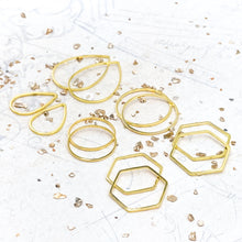 Load image into Gallery viewer, Mixed Shapes Gold Bead Frame Link Pairs
