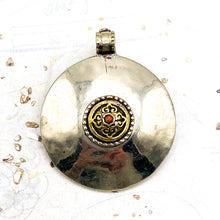 Load image into Gallery viewer, Round Shattered Turquoise &amp; Brass Pendant
