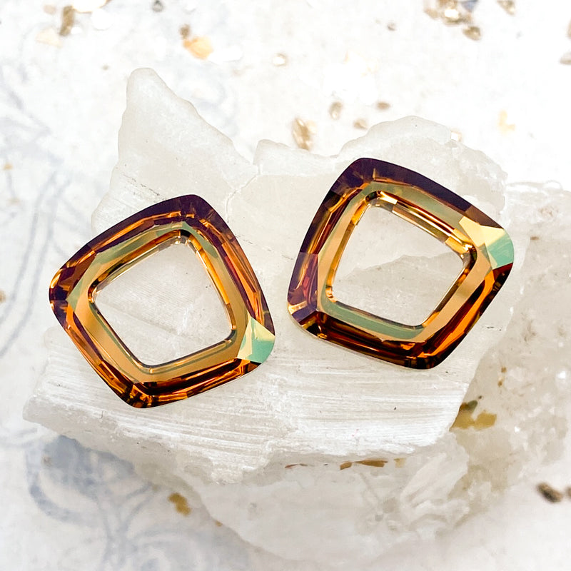 20mm Crystal Copper CALV Premium Austrian Crystal Cosmic Square Pair