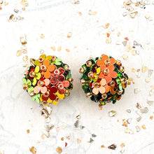 Load image into Gallery viewer, Orange and Green Beaded Flower Pair
