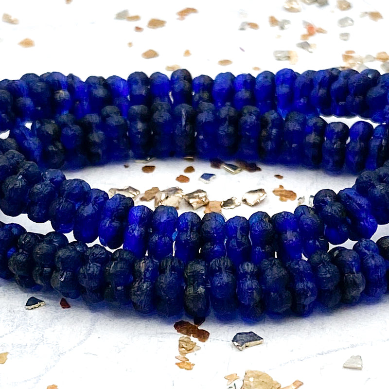 5mm Sapphire with an Etched and Azuro Finish Forget-Me-Not Spacer Strand