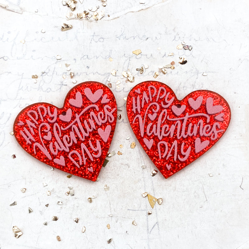 Happy Valentine's Day! Acrylic Heart Earring Pair