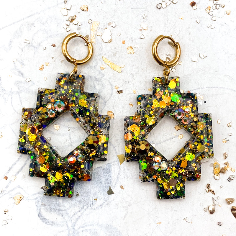 Southwest Sparkle Artisan Resin Earring Pair - Tucson Find