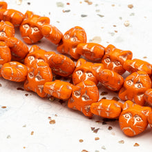 Load image into Gallery viewer, Orange Cat Czech Beads - 3 pcs
