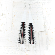 Load image into Gallery viewer, Black &amp; White Artisan Made Beaded Fringe Earrings - Tucson Find
