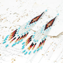 Load image into Gallery viewer, White Artisan Made Beaded Fringe Earrings - Tucson Find
