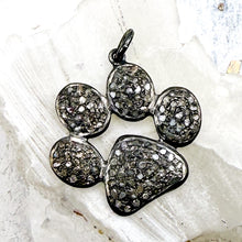Load image into Gallery viewer, Silver Diamond-Studded Paw Print Pendant
