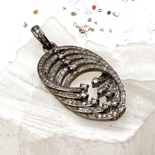 Load image into Gallery viewer, Silver Diamond-Studded Leaf Pendant
