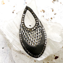 Load image into Gallery viewer, Silver Diamond-Studded Teardrop Pendant
