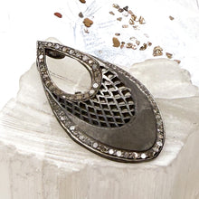 Load image into Gallery viewer, Silver Diamond-Studded Teardrop Pendant
